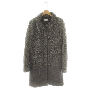 スポーツ Sport ツイード コート ステンカラー スタンドカラー ウール 40 黒 オフホワイト /MI