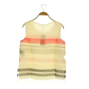 TOMORROWLAND collection シルク チュールブラウス ノースリーブ プルオーバー ボーダー 38 アイボリー /MY OS FR