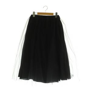 チュールスカート ロング フレア ギャザー イージー 36 ブラック /MY OS FR