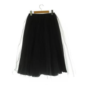 Bilitis dix-sept ans チュールスカート ロング フレア ギャザー イージー 36 ブラック /MY OS FR