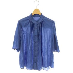 近年モデル シアーコットンナイロンブラウス フリル 38 青 /MI OS