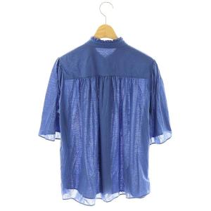MACKINTOSH LONDON 近年モデル シアーコットンナイロンブラウス フリル 38 青 /MI OS