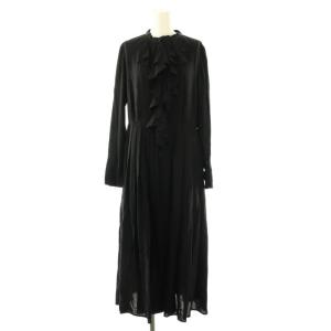 コレクション COLLECTION ラッフルプリーツロングシャツワンピース 38 黒 /MI OS