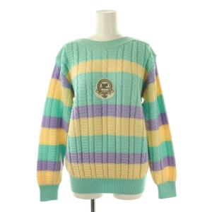 ニット セーター ボーダー ウール 9R ミントグリーン クリーム色 ラベンダー /MI OS FR
