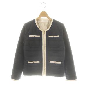 ノーカラージャケット 中綿 L 紺 アイボリー /MI OS FR