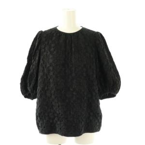 ラメマトラッセ パフスリーブブラウス 半袖 36 ブラック /DF OS AX