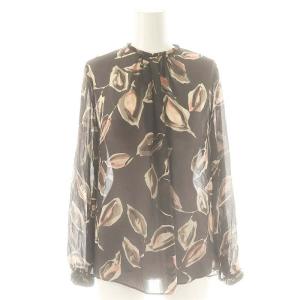 ブラウス プルオーバー 総柄 長袖 36 ダークブラウン /DF OS AX