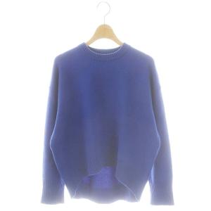 ラムカシミヤ クルーネックプルオーバー ニット セーター 長袖 S ブルー /DF OS AX