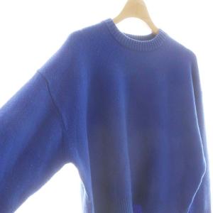 MACPHEE ラムカシミヤ クルーネックプルオーバー ニット セーター 長袖 S ブルー /DF OS AX