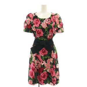 ワンピース ミニ 半袖 36 黒 ブラック ピンク /AT OS AX