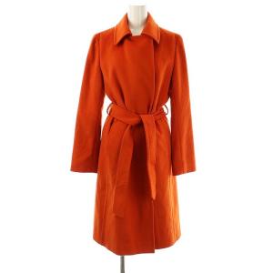 チェスターコート アンゴラ カシミヤ混 ベルト付き 9 オレンジ /MI OS AX