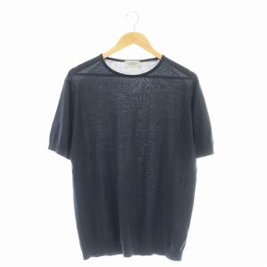 半袖コットンニット カットソー L ネイビー /DO OS AD