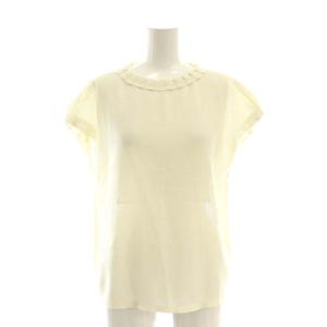 24SS ポリエステルレーヨンカラミフレンチスリーブブラウス 36 アイボリー /DO OS