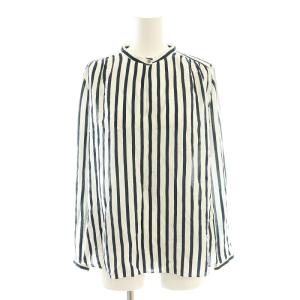 ストライプシャツ ブラウス プルオーバー シルク混 36 紺 白 /CX OS AX