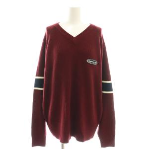 ニット セーター ワンポイント ロゴ L 赤 レッド /SS OS AX