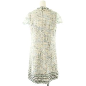 TO BE CHIC ツイードワンピース フリル袖 40 ライトブルー マルチカラー /MI OS AX