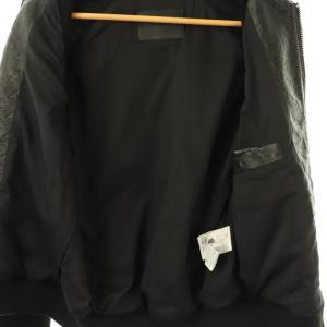 EMPORIO ARMANI 36 ロゴ型押し ニット 切替 レザージャケット EU46 ブラック