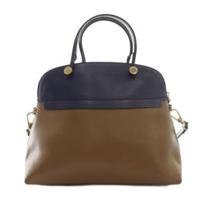 FURLA パイパー PIPER 2WAYバッグ ハンド ショルダー マルチカラー 紺 ネイビー 茶 ブラウン /SS