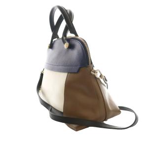 FURLA パイパー PIPER 2WAYバッグ ハンド ショルダー マルチカラー 紺 ネイビー 茶 ブラウン /SS