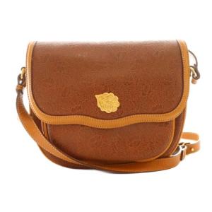 ショルダーバッグ クロスボディ フラップ リーフ 茶 ブラウン 金色 ゴールドカラー /SS OS GY14