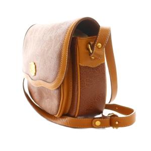 NINA RICCI ショルダーバッグ クロスボディ フラップ リーフ 茶 ブラウン 金色 ゴールドカラー /SS OS GY14