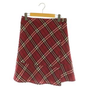 チェック ラップスカート 膝丈 ウール 38 レッド /MY OS GY14