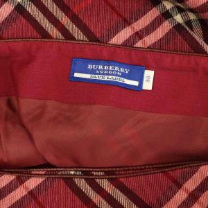 BURBERRY BLUE LABEL チェック ラップスカート 膝丈 ウール 38 レッド /MY OS GY14