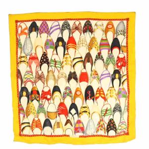スカーフ 大判 シューズ柄 マルチカラー 黄色 イエロー 赤 レッド /SS OS GY14