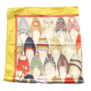 Salvatore Ferragamo スカーフ 大判 シューズ柄 マルチカラー 黄色 イエロー 赤 レッド /SS OS GY14