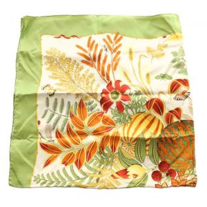 Salvatore Ferragamo スカーフ 大判 マルチカラー 黄緑 イエローグリーン オレンジ /SS OS GY14