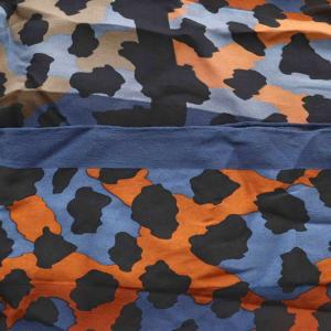 YVES SAINT LAURENT シルクスカーフ レオパード柄 マルチカラー 紺 ネイビー オレンジ /SS OS GY14