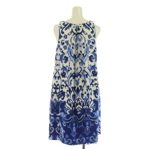 LAUREN RALPH LAUREN ミニワンピース ノースリーブ 総柄 2P ブルー /MY OS GY14