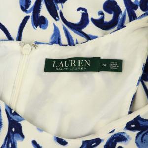 LAUREN RALPH LAUREN ミニワンピース ノースリーブ 総柄 2P ブルー /MY OS GY14