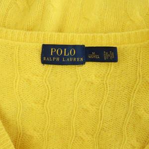 POLO RALPH LAUREN ウールカシミヤ Vネック ケーブルニット セーター 長袖 M イエロー /MY OS GY14