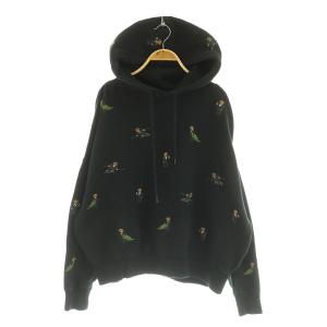 ポロベア 刺繍 プルオーバーパーカー スウェット オーバーサイズ 裏起毛 M ブラック /MY OS GY14