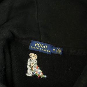 POLO RALPH LAUREN ポロベア 刺繍 プルオーバーパーカー スウェット オーバーサイズ 裏起毛 M ブラック /MY OS GY14