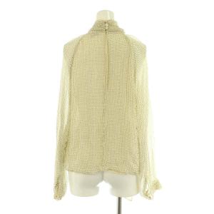BURBERRY シルクブラウス ドット リボン UK8 アイボリー