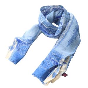 ストール マフラー 総柄 水色 ライトブルー 白 ホワイト /SS OS GY14