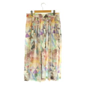 PAUL SMITH 総柄 スカート ロング フレア ギャザー 44L マルチカラー /MY OS GY14