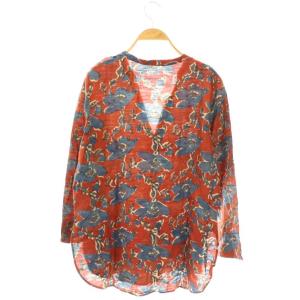 45rpm 7093037 藍カディシルクサテンプリントプルオーバートップス シャツ 長袖 2 ブラウン ネイビー