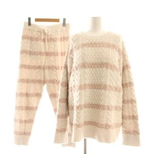 ボーダーアランプルオーバー×パンツ セットアップ ルームウェア ナイトウェア F ピンク /DF OS