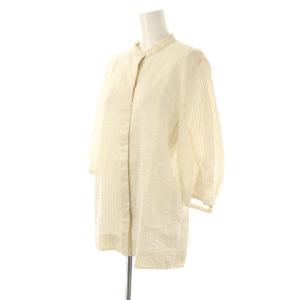 ebure シルクストライプバンドカラーシャツ ブラウス 38 ライトベージュ /ES OS