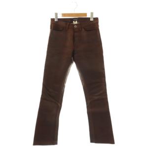 レザーパンツ 馬革 ボタンフライ 26 ダークブラウン /ES OS