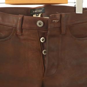 RIPVANWINKLE レザーパンツ 馬革 ボタンフライ 26 ダークブラウン /ES OS