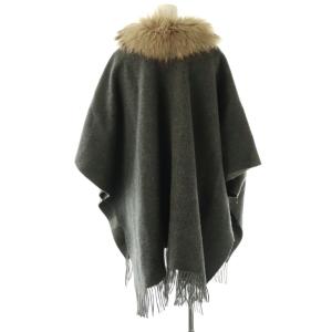 Diagram GRACE CONTINENTAL チャイニーズラクーンファー ポンチョコート チャコールグレー ベージュ /ES OS