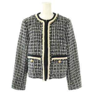 25SS ツイードジャケット ノーカラージャケット 1 ネイビー ホワイト /ES OS