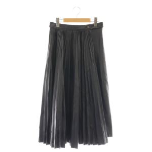 エコレザー ミディ丈 アシンメトリースカート プリーツ 0 ネイビー F221-3482 /HK OS