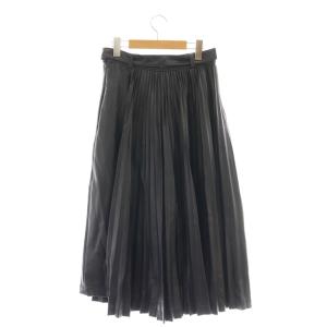 3.1 phillip lim エコレザー ミディ丈 アシンメトリースカート プリーツ 0 ネイビー F221-3482 /HK OS