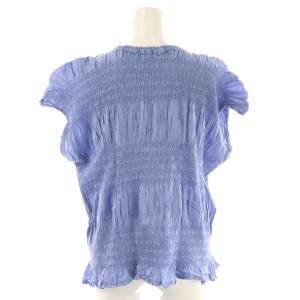 me ISSEY MIYAKE ギャザーコットンブラウス フレンチスリーブ ライトブルー MI34FK551 /HK OS SH