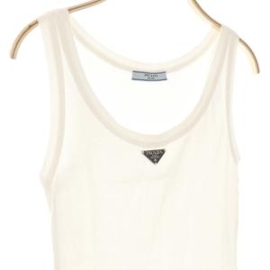 PRADA リブニットジャージータンクトップ 38 ホワイト 39546X